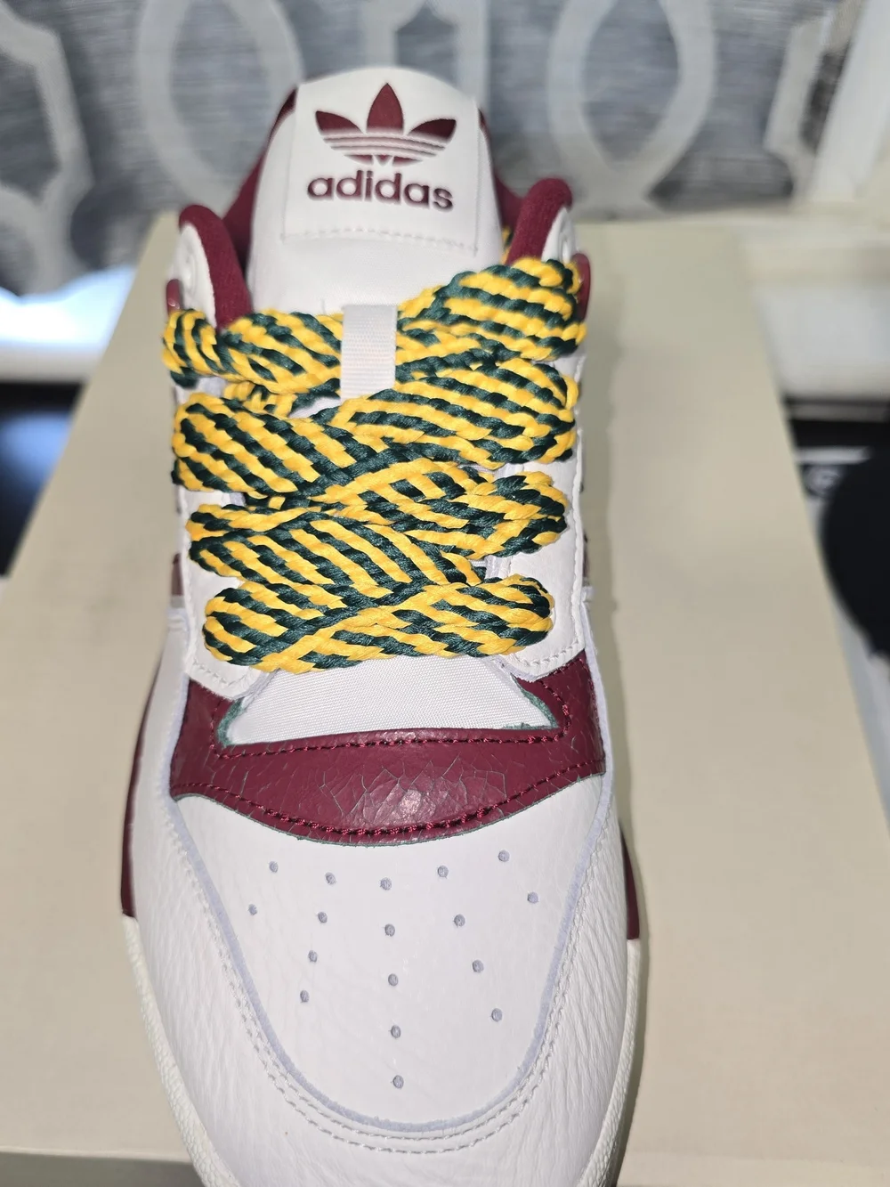 adidas White and Burgundy Low-Top Sneakers